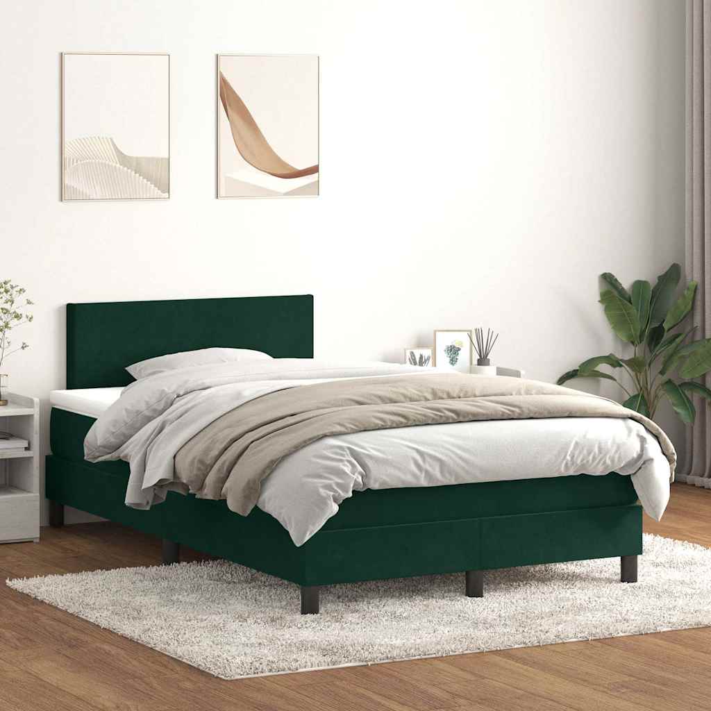 Κρεβάτι Boxspring με Στρώμα Σκούρο Πράσινο 120x210εκ. Βελούδινο - Pakobazaar