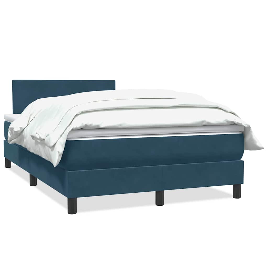 Κρεβάτι Boxspring με Στρώμα Σκούρο Μπλε 120x210 εκ. Βελούδινο - Pakobazaar