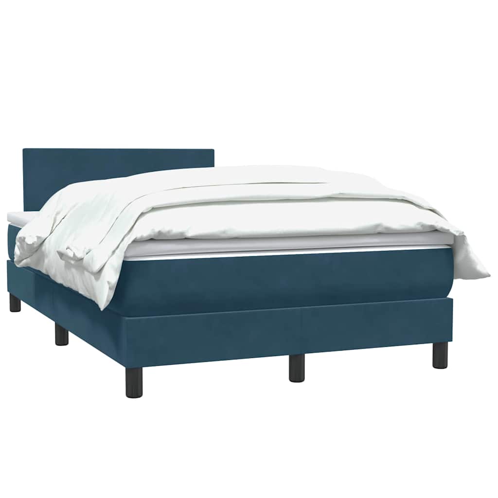 Κρεβάτι Boxspring με Στρώμα Σκούρο Μπλε 120x210 εκ. Βελούδινο - Pakobazaar