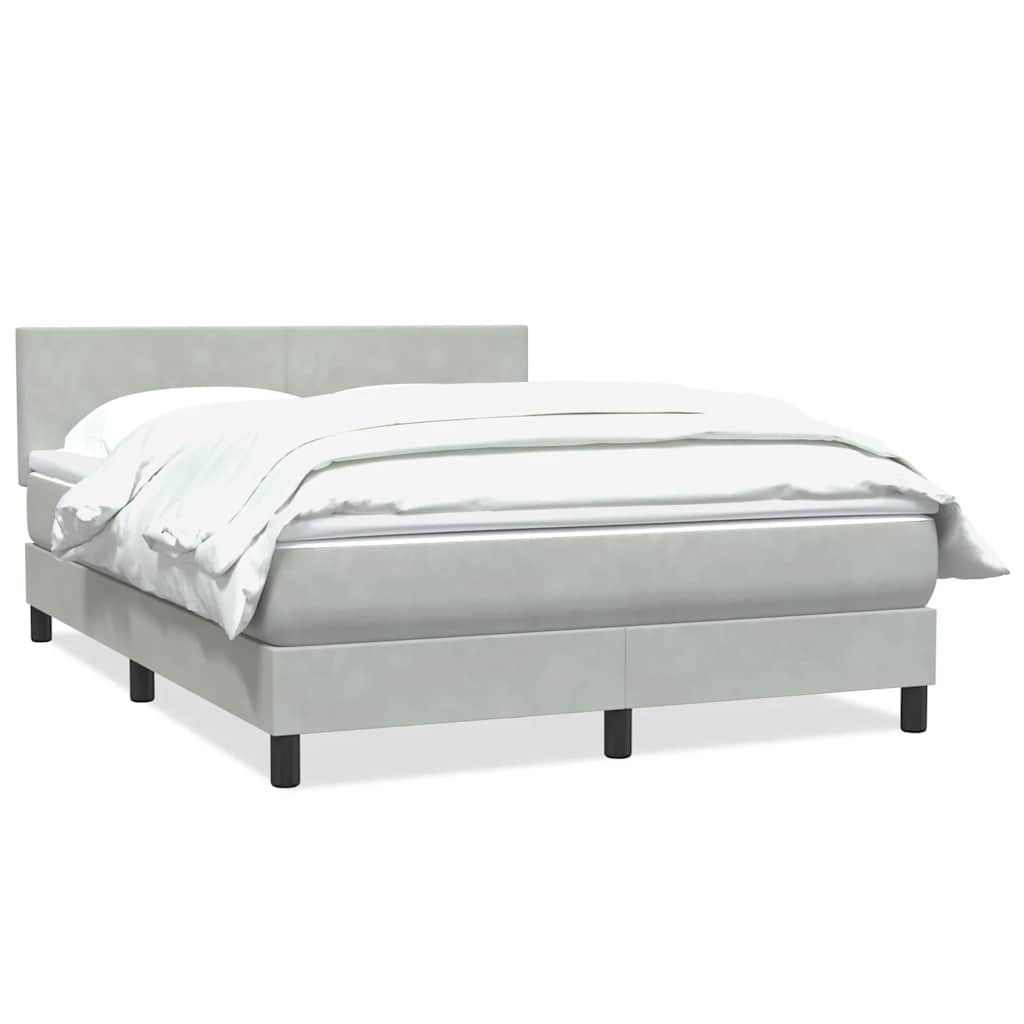 Κρεβάτι Boxspring με Στρώμα Ανοιχτό Γκρι 140x210 εκ. Βελούδινο