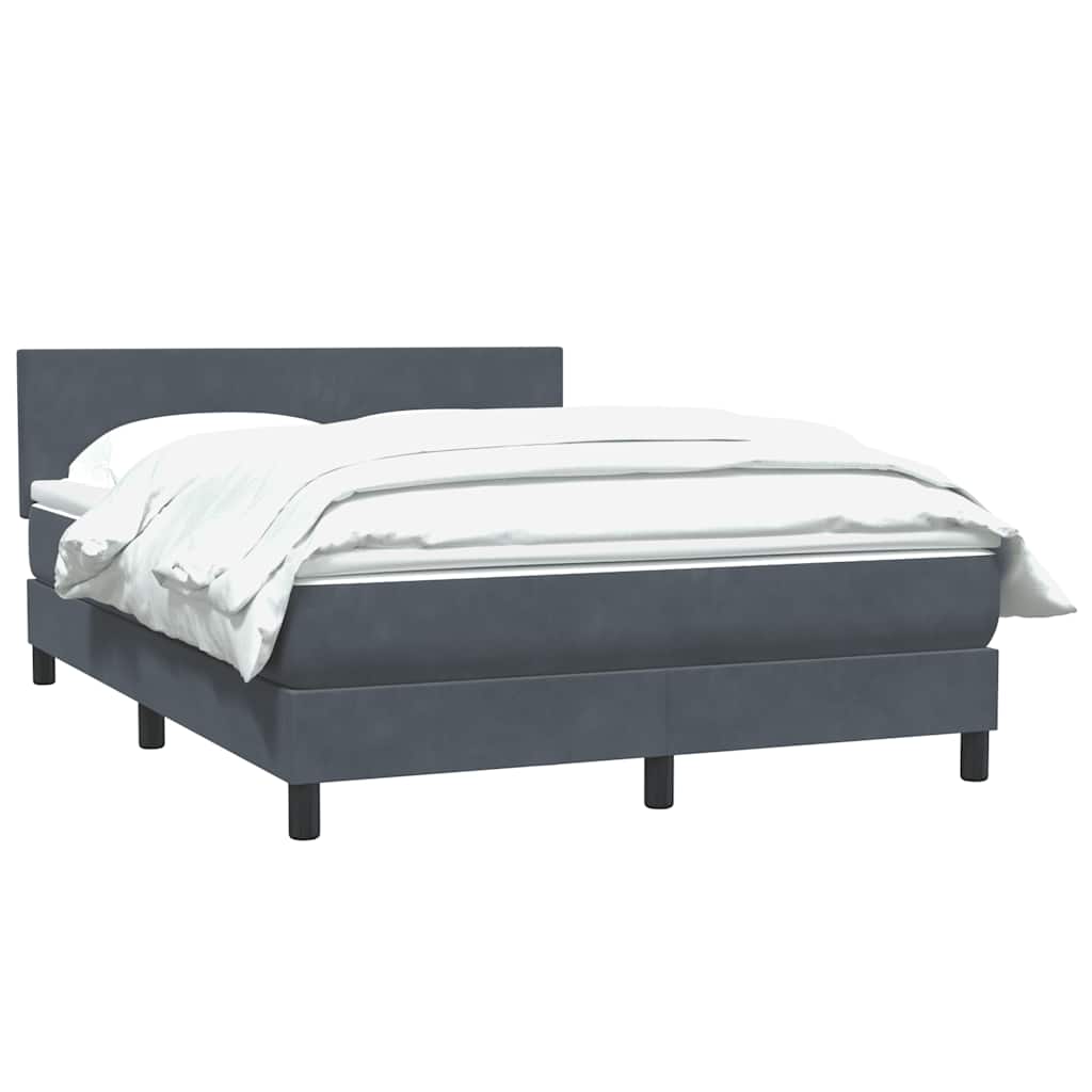 Κρεβάτι Boxspring με Στρώμα Σκούρο Γκρι 140x210 εκ. Βελούδινο - Pakobazaar