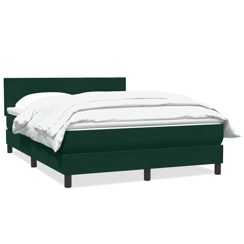 Κρεβάτι Boxspring με Στρώμα Σκούρο Πράσινο 140x210εκ. Βελούδινο