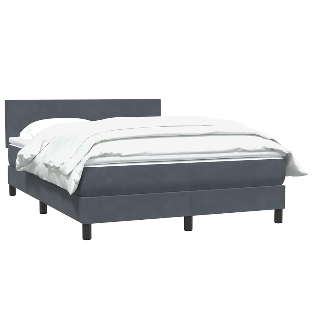 Κρεβάτι Boxspring με Στρώμα Σκούρο Γκρι 160x210 εκ. Βελούδινο - Pakobazaar