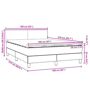 Κρεβάτι Boxspring με Στρώμα Σκούρο Γκρι 160x210 εκ. Βελούδινο - Pakobazaar