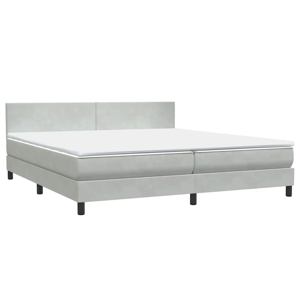 Κρεβάτι Boxspring με Στρώμα Ανοιχτό Γκρι 180x210 εκ. Βελούδινο - Pakobazaar