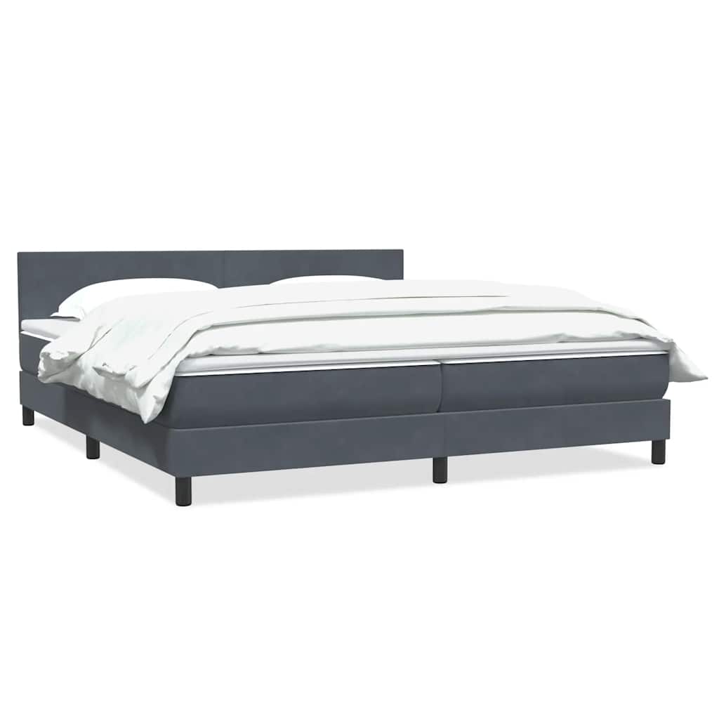 Κρεβάτι Boxspring με Στρώμα Σκούρο Γκρι 180x210 εκ. Βελούδινο
