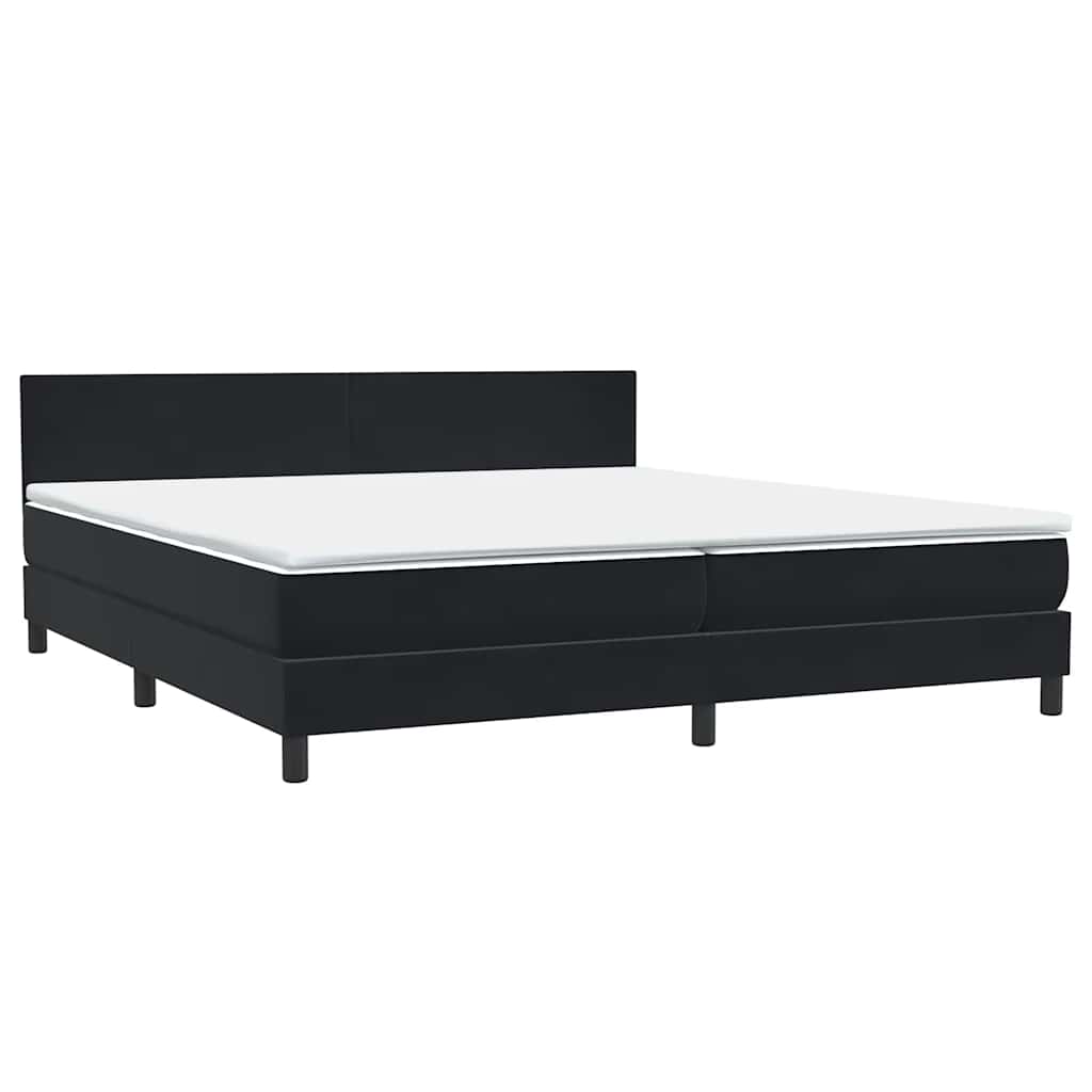 Κρεβάτι Boxspring με Στρώμα Μαύρο 180x210 εκ. Βελούδινο - Pakobazaar