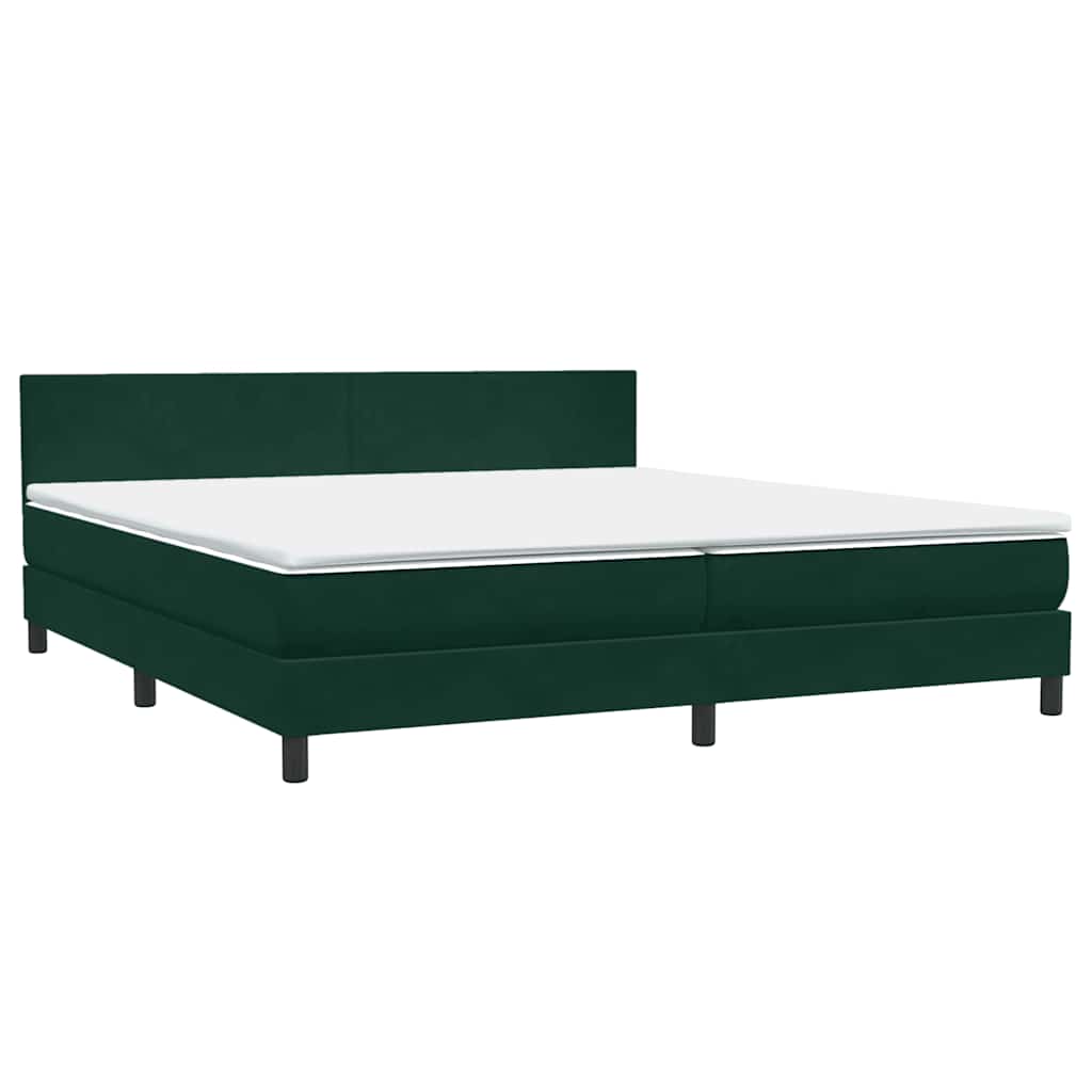 Κρεβάτι Boxspring με Στρώμα Σκούρο Πράσινο 180x210εκ. Βελούδινο