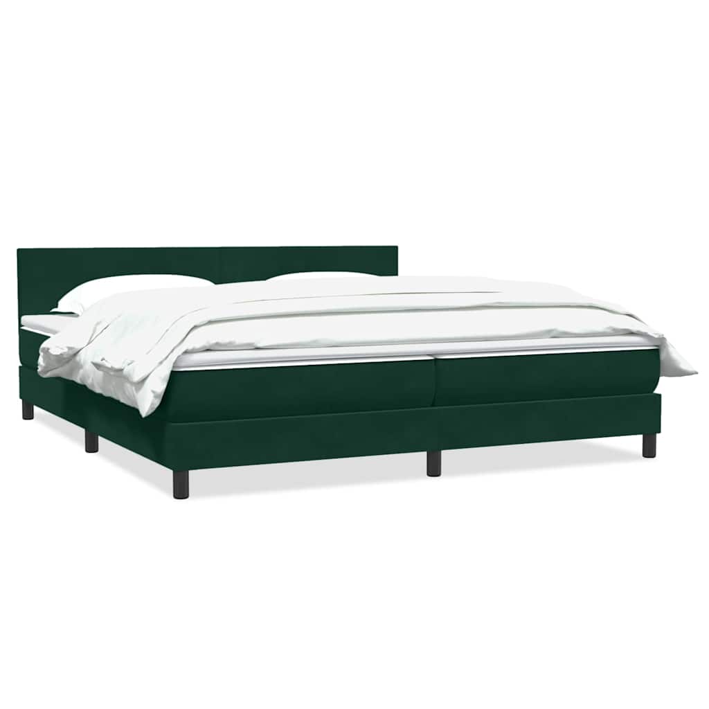 Κρεβάτι Boxspring με Στρώμα Σκούρο Πράσινο 180x210εκ. Βελούδινο