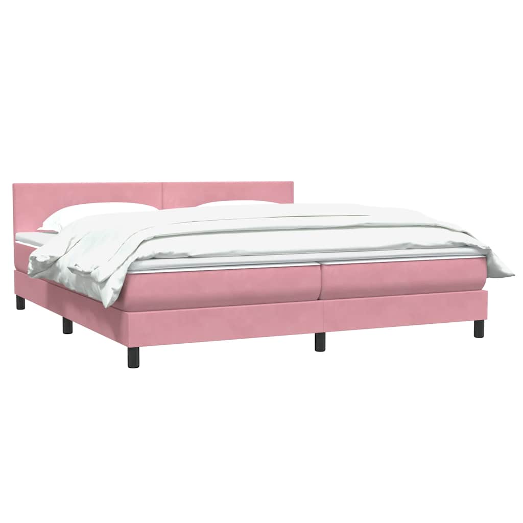 Κρεβάτι Boxspring με Στρώμα Ροζ 180x210 εκ. Βελούδινο