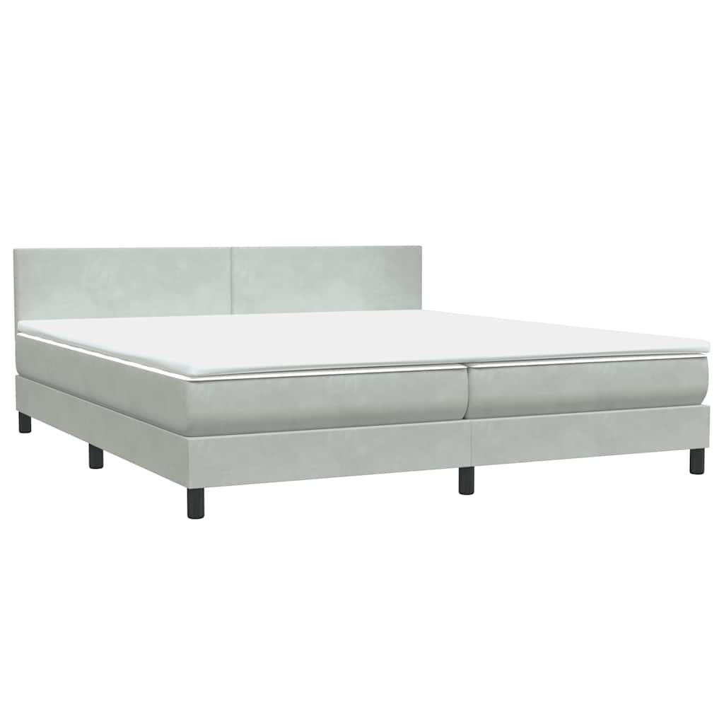 Box Spring κρεβάτι με στρώμα ανοιχτό γκρι 200x210 cm Βελούδινο - Pakobazaar
