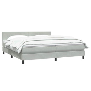 Box Spring κρεβάτι με στρώμα ανοιχτό γκρι 200x210 cm Βελούδινο - Pakobazaar