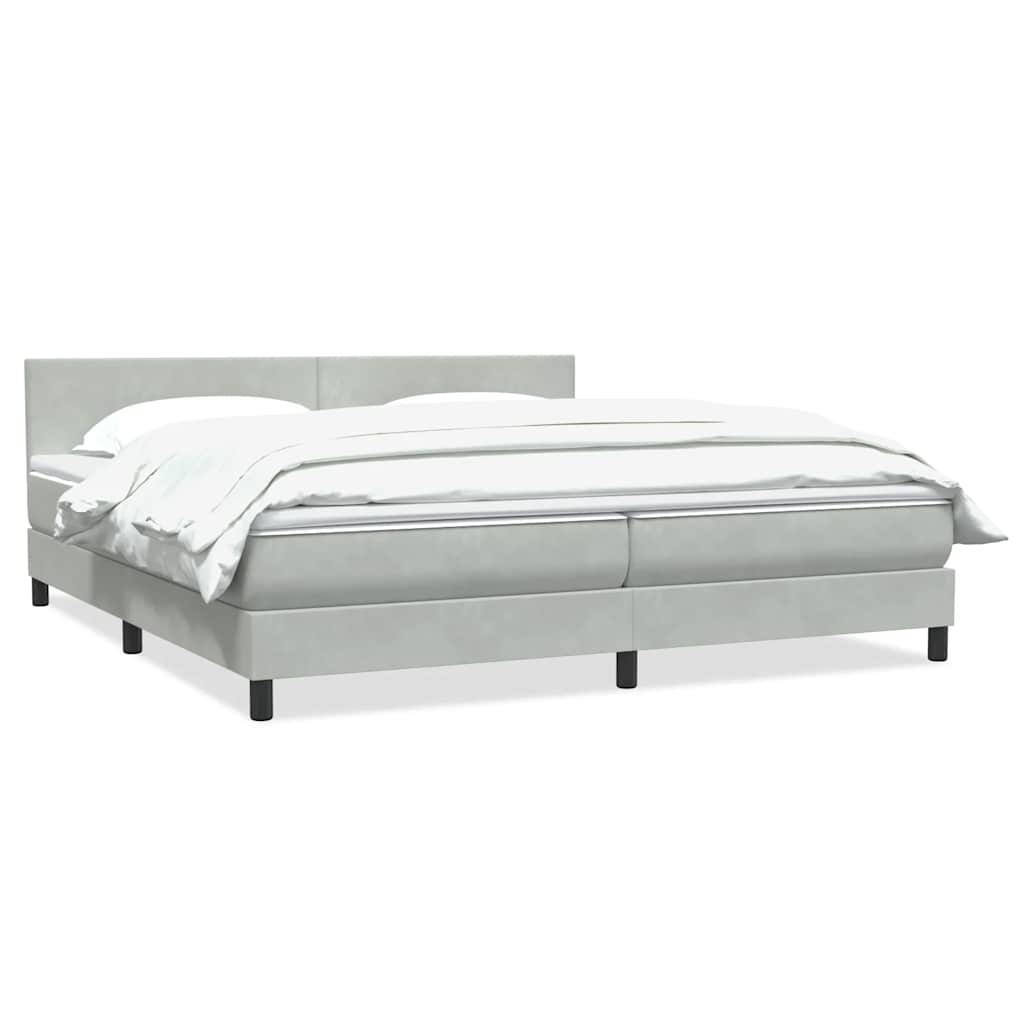 Box Spring κρεβάτι με στρώμα ανοιχτό γκρι 200x210 cm Βελούδινο - Pakobazaar