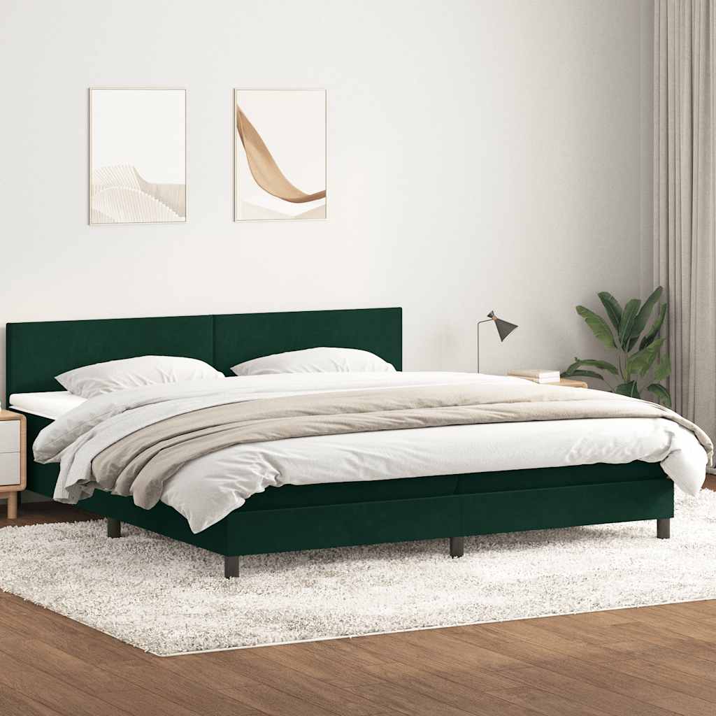 Κρεβάτι Boxspring με Στρώμα Σκούρο Πράσινο 200x210εκ. Βελούδινο