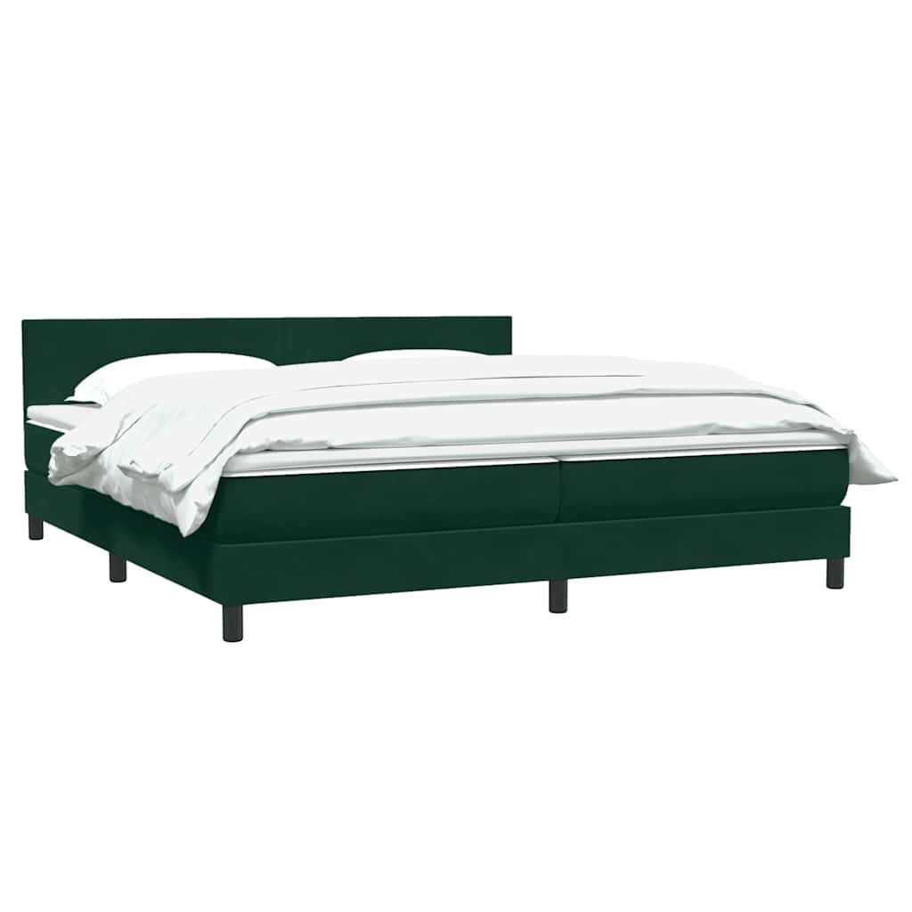 Κρεβάτι Boxspring με Στρώμα Σκούρο Πράσινο 200x210εκ. Βελούδινο