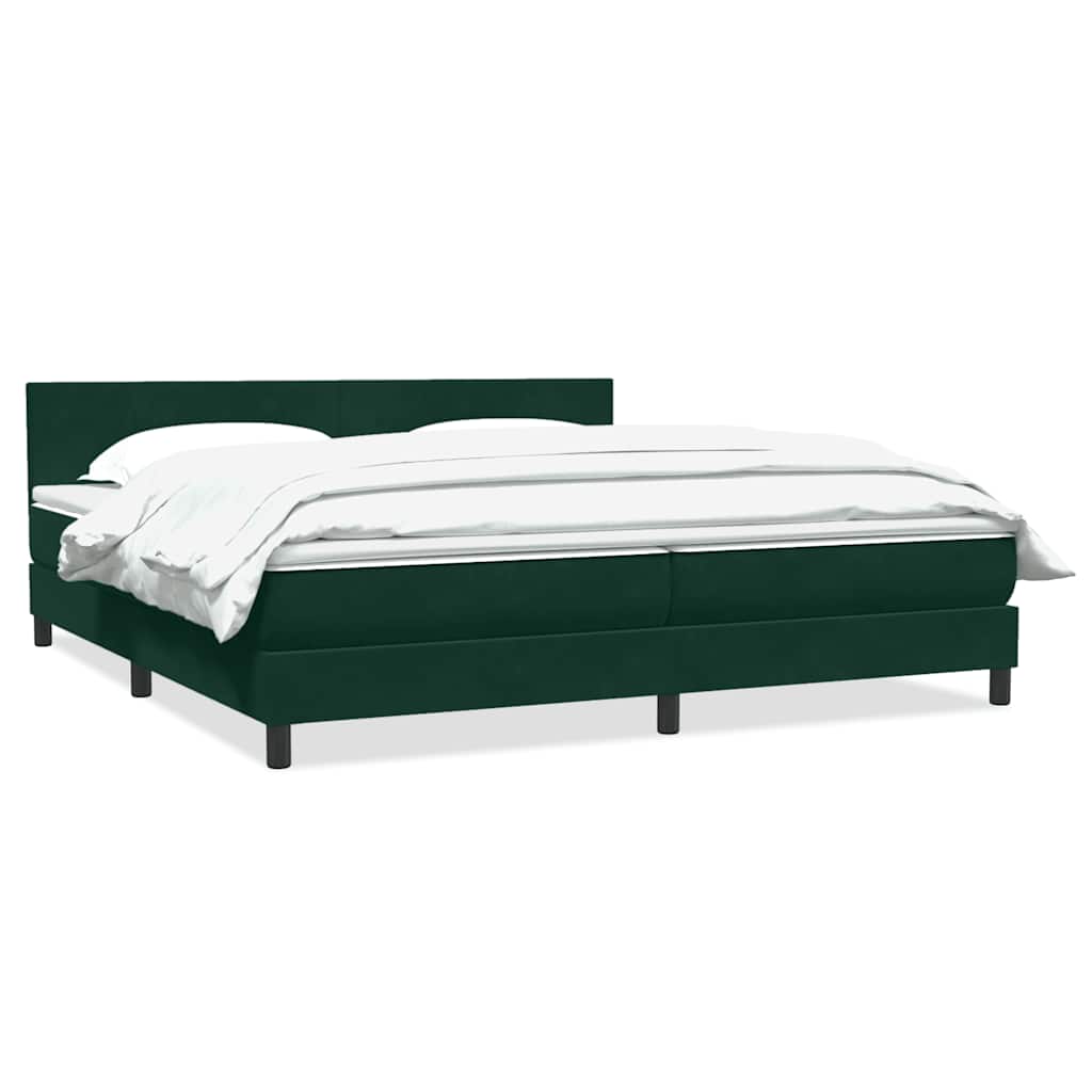 Κρεβάτι Boxspring με Στρώμα Σκούρο Πράσινο 200x210εκ. Βελούδινο
