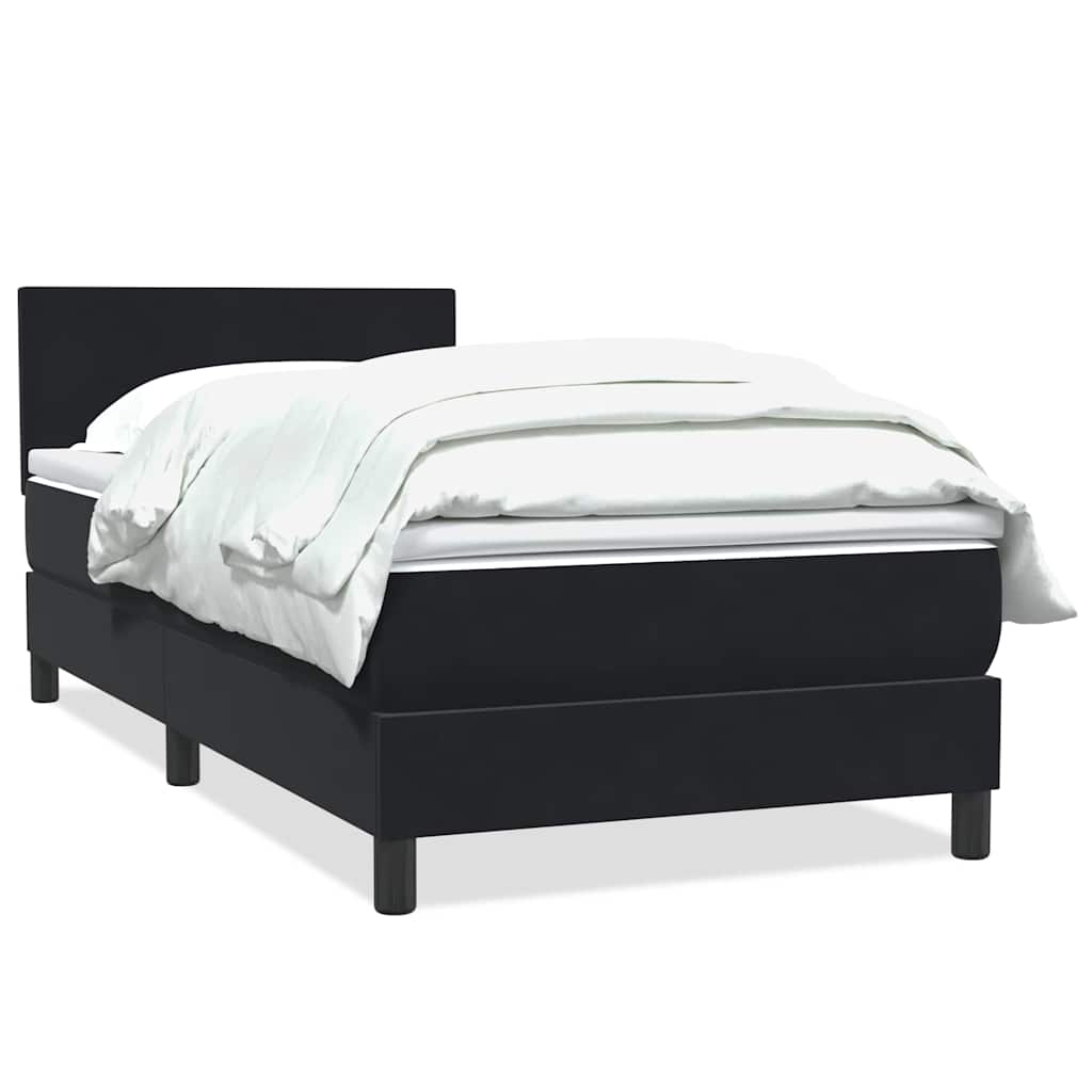 Κρεβάτι Boxspring με Στρώμα Μαύρο 80x220 εκ. Βελούδινο