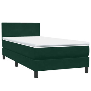Box Spring κρεβάτι με στρώμα σκούρο πράσινο 80x220εκ. Βελούδινο - Pakobazaar