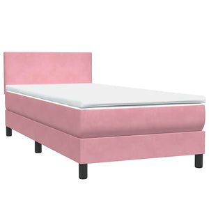 Κρεβάτι Boxspring με Στρώμα Ροζ 80x220 εκ. Βελούδινο