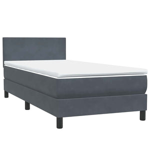 Κρεβάτι Boxspring με Στρώμα Σκούρο Γκρι 90x220 εκ. Βελούδινο