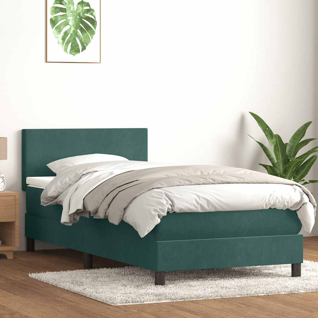 Box Spring κρεβάτι με στρώμα σκούρο πράσινο 90x220 cm Velvet - Pakobazaar