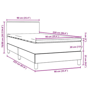 Κρεβάτι Boxspring με Στρώμα Σκούρο Μπλε 90x220 εκ. Βελούδινο - Pakobazaar