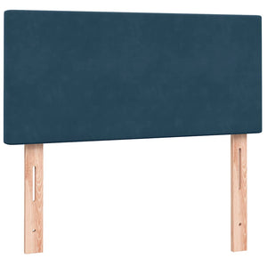 Κρεβάτι Boxspring με Στρώμα Σκούρο Μπλε 90x220 εκ. Βελούδινο - Pakobazaar