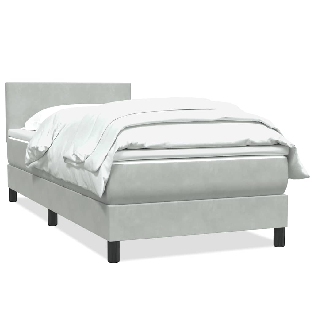 Box Spring κρεβάτι με στρώμα ανοιχτό γκρι 100x220 εκ. Βελούδινο - Pakobazaar