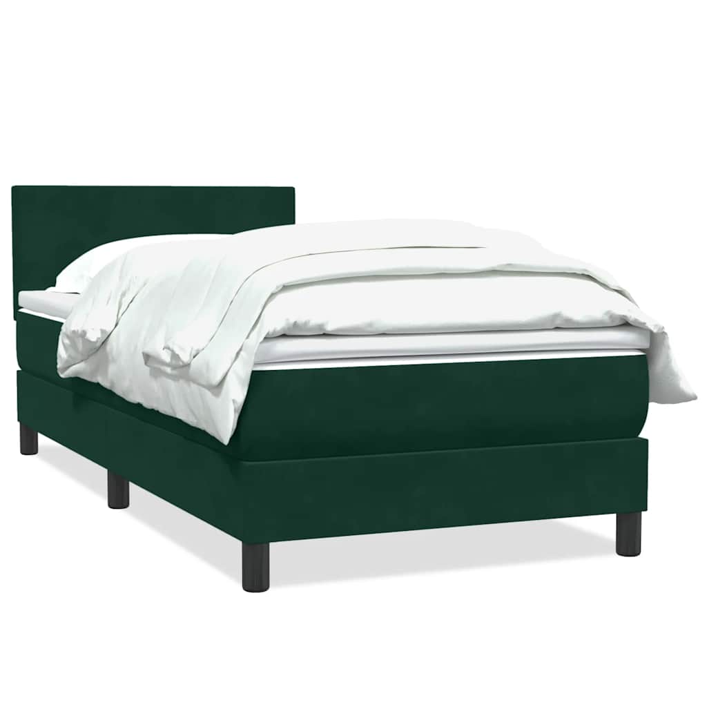 Box Spring κρεβάτι με στρώμα σκούρο πράσινο 100x220cm Βελούδινο - Pakobazaar