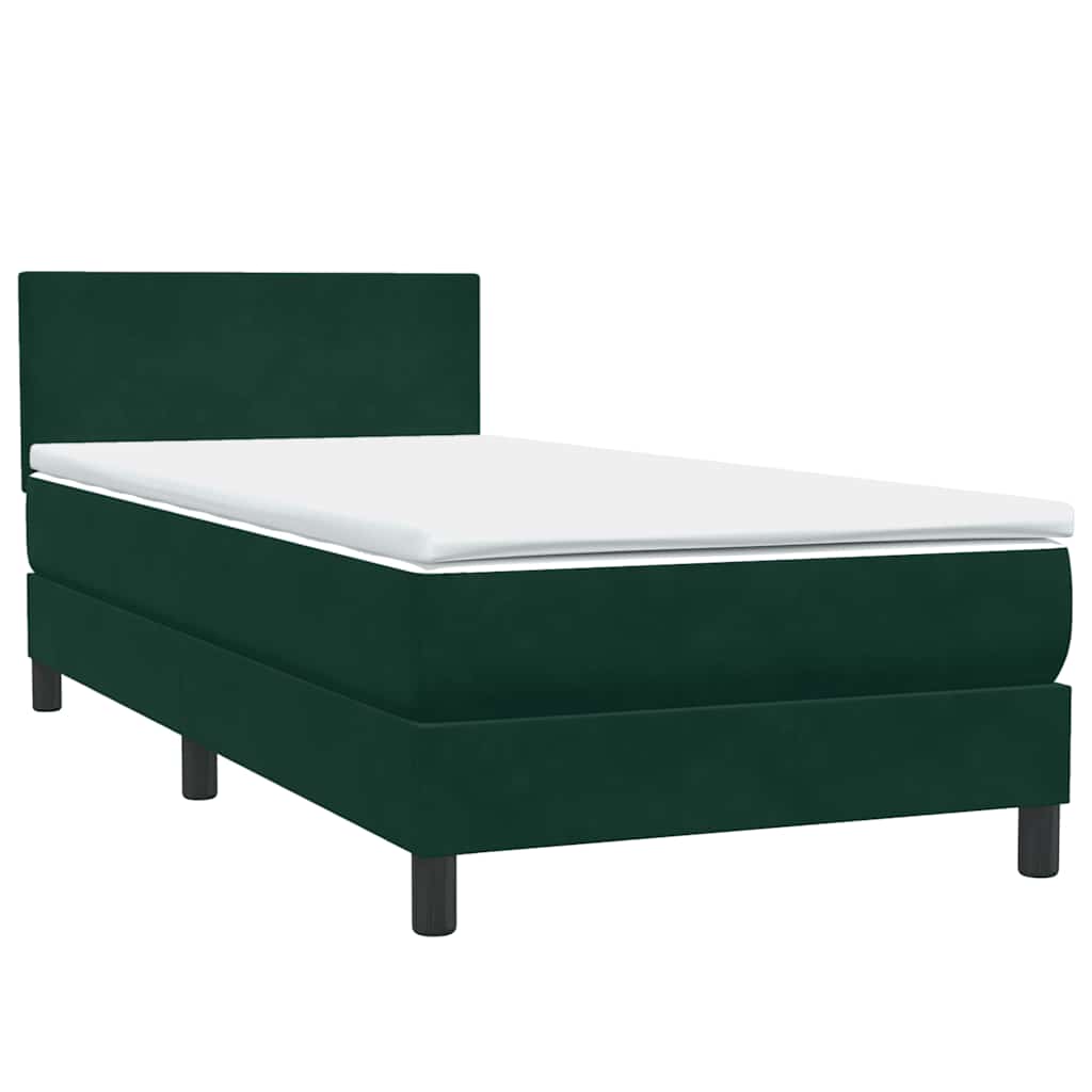 Box Spring κρεβάτι με στρώμα σκούρο πράσινο 100x220cm Βελούδινο - Pakobazaar