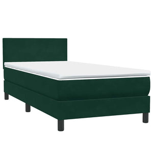 Box Spring κρεβάτι με στρώμα σκούρο πράσινο 100x220cm Βελούδινο - Pakobazaar