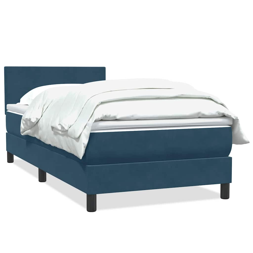 Box Spring κρεβάτι με στρώμα σκούρο μπλε 100x220 cm Βελούδινο - Pakobazaar