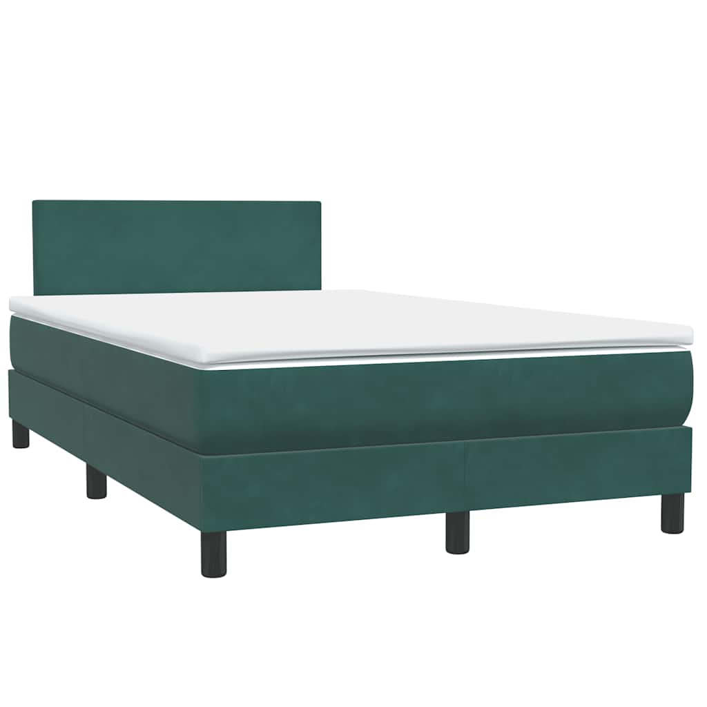 Box Spring κρεβάτι με στρώμα σκούρο πράσινο 120x220cm Βελούδινο