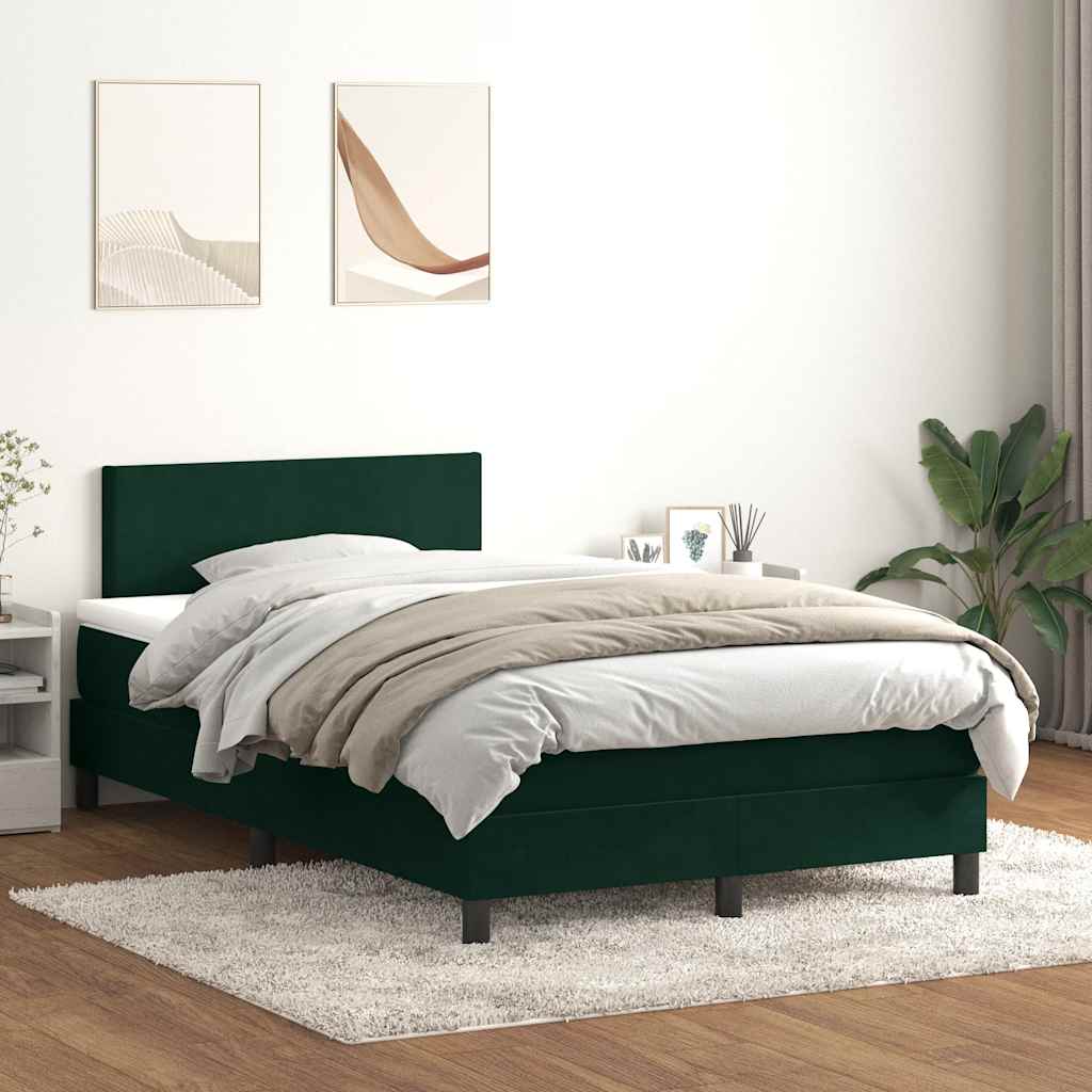 Box Spring κρεβάτι με στρώμα σκούρο πράσινο 120x220cm Βελούδινο - Pakobazaar