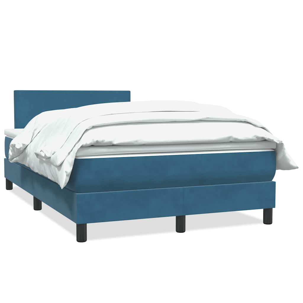 Box Spring κρεβάτι με στρώμα σκούρο μπλε 120x220 cm Βελούδινο