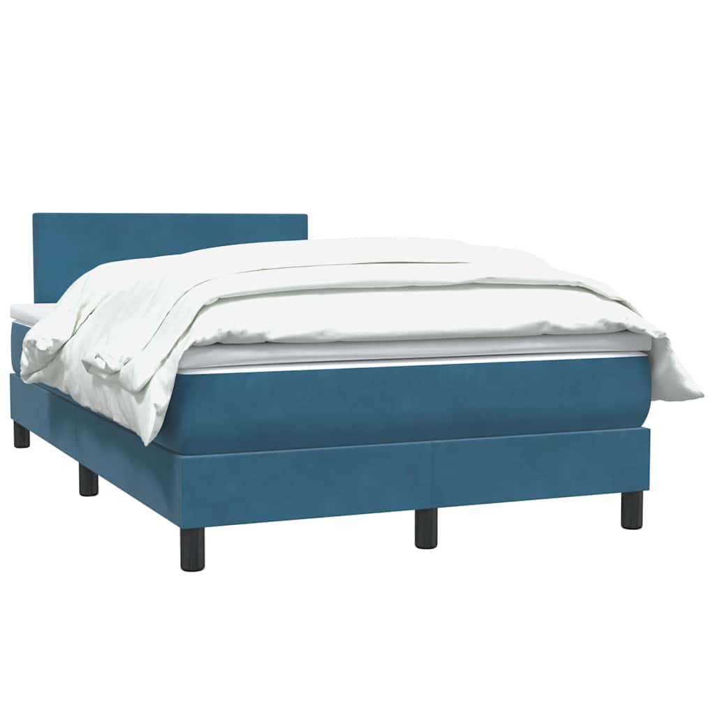 Box Spring κρεβάτι με στρώμα σκούρο μπλε 120x220 cm Βελούδινο