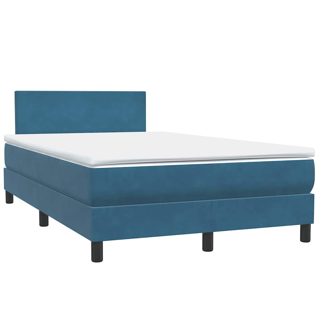 Box Spring κρεβάτι με στρώμα σκούρο μπλε 120x220 cm Βελούδινο