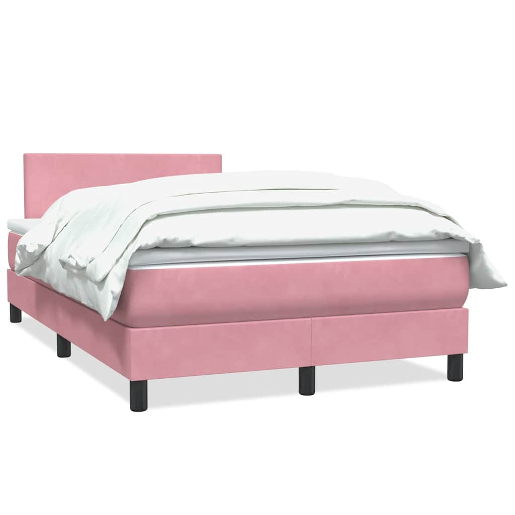 Box Spring κρεβάτι με στρώμα ροζ 120x220 cm Βελούδινο