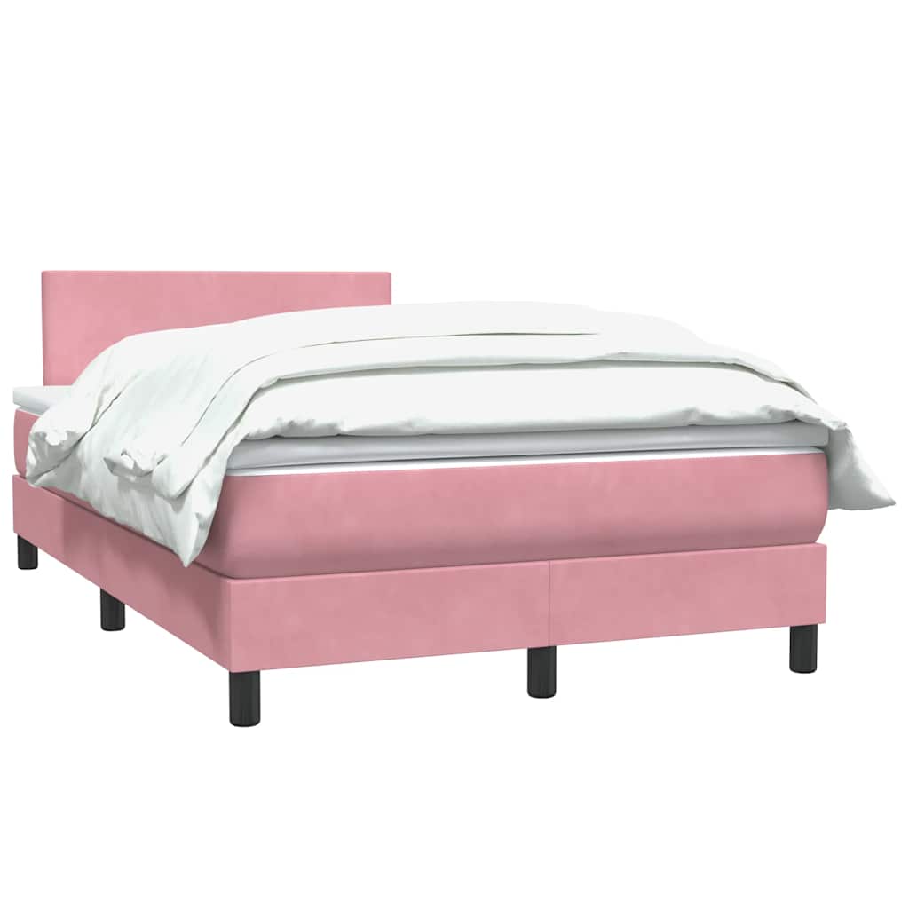 Box Spring κρεβάτι με στρώμα ροζ 120x220 cm Βελούδινο
