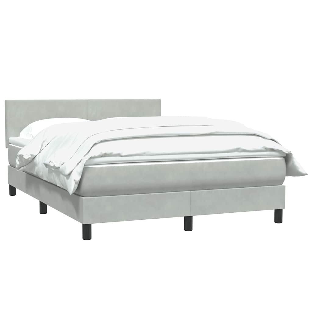 Κρεβάτι Boxspring με Στρώμα Ανοιχτό Γκρι 140x220 εκ. Βελούδινο - Pakobazaar