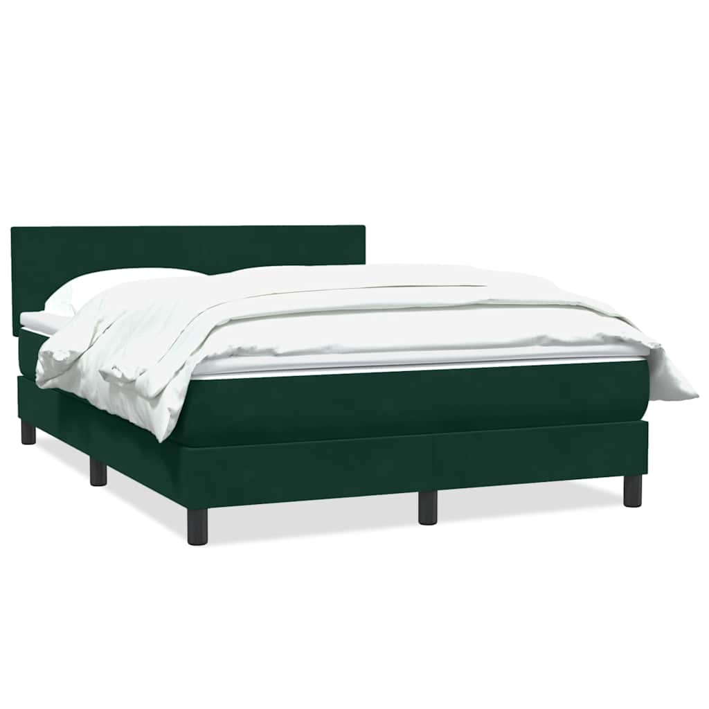 Box Spring Κρεβάτι με στρώμα Σκούρο πράσινο 140x220cm Βελούδινο - Pakobazaar