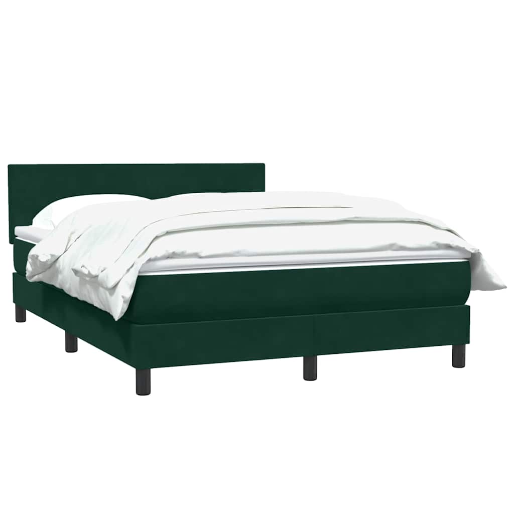 Box Spring Κρεβάτι με στρώμα Σκούρο πράσινο 140x220cm Βελούδινο - Pakobazaar
