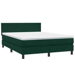 Box Spring Κρεβάτι με στρώμα Σκούρο πράσινο 140x220cm Βελούδινο - Pakobazaar