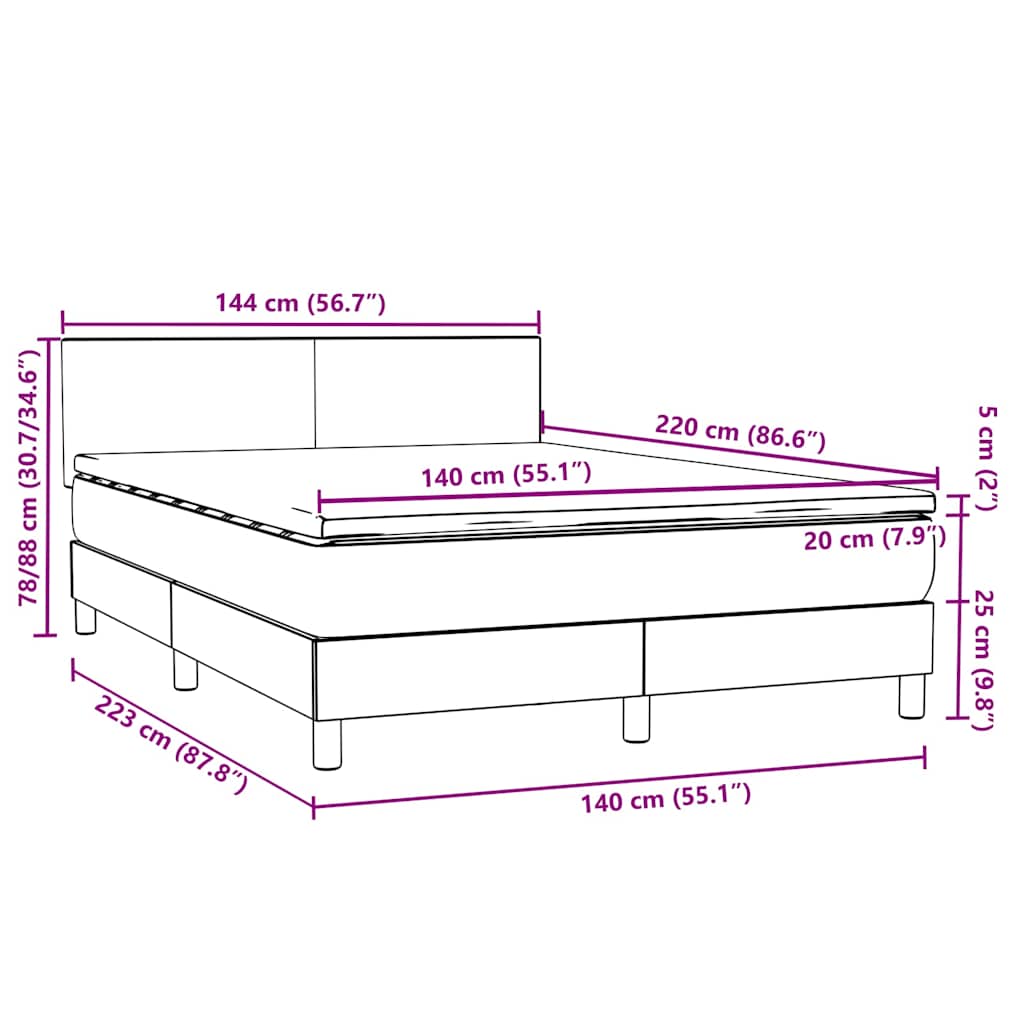 Box Spring κρεβάτι με στρώμα ροζ 140x220 cm Βελούδινο