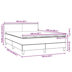 Box Spring Κρεβάτι με στρώμα Μαύρο 160x220 cm Βελούδινο - Pakobazaar