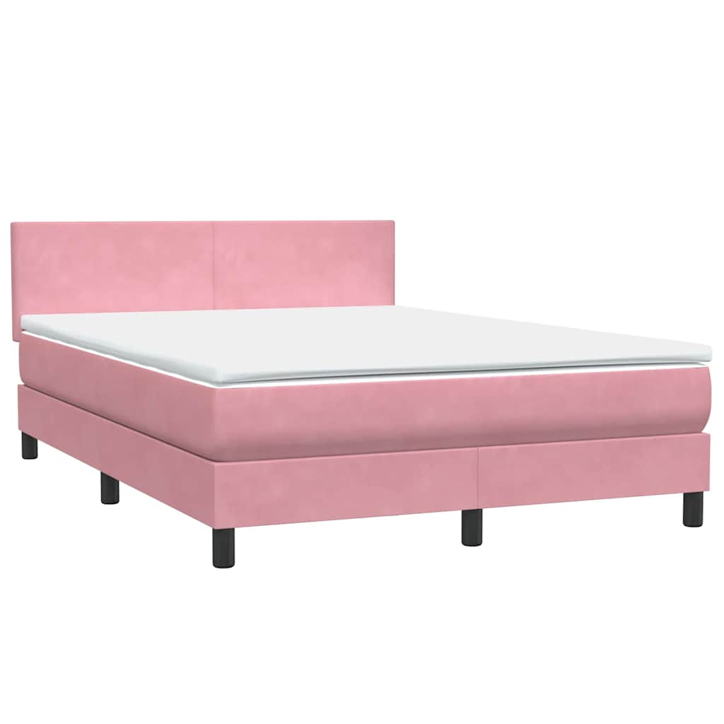 Box Spring κρεβάτι με στρώμα ροζ 160x220 cm Βελούδινο