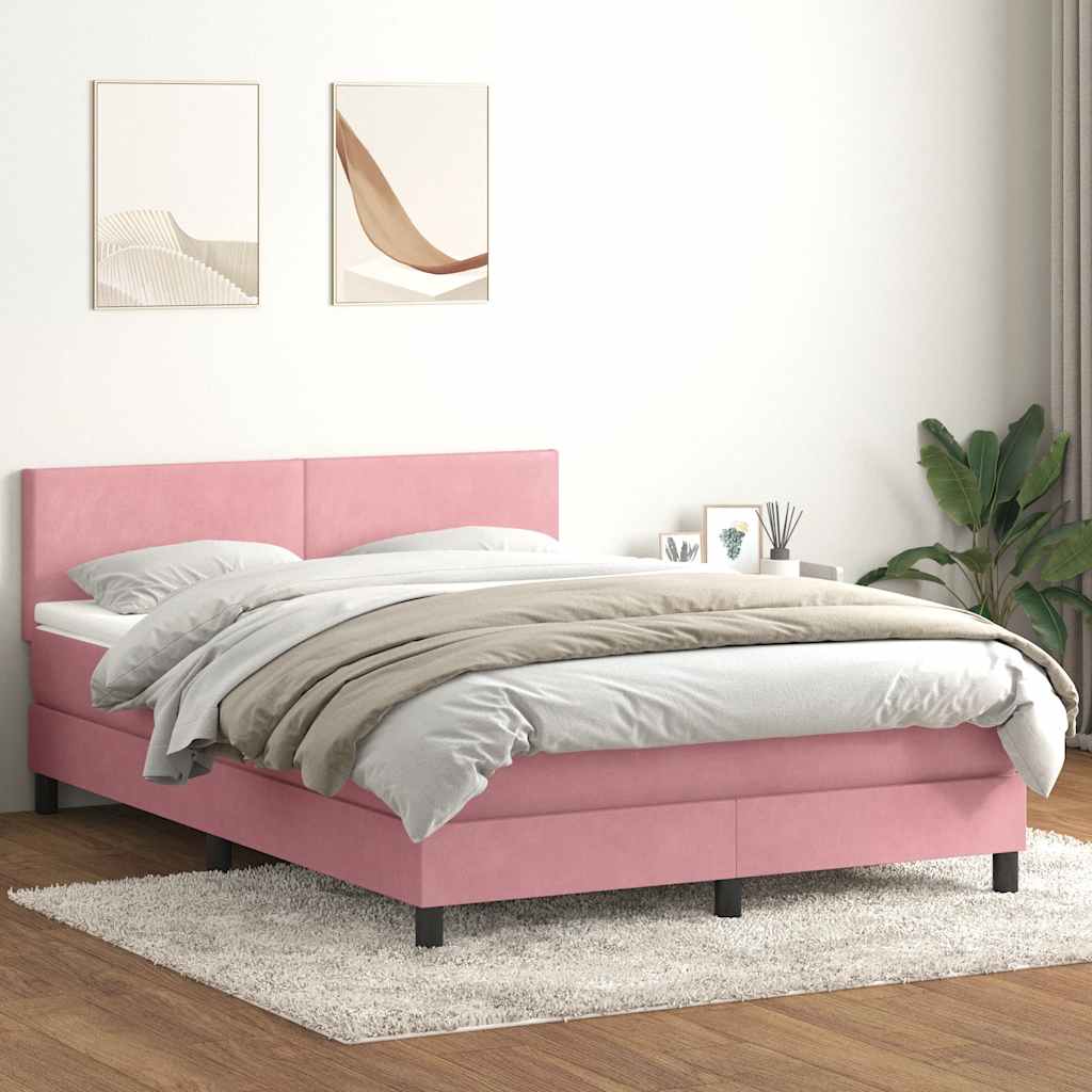 Box Spring κρεβάτι με στρώμα ροζ 160x220 cm Βελούδινο