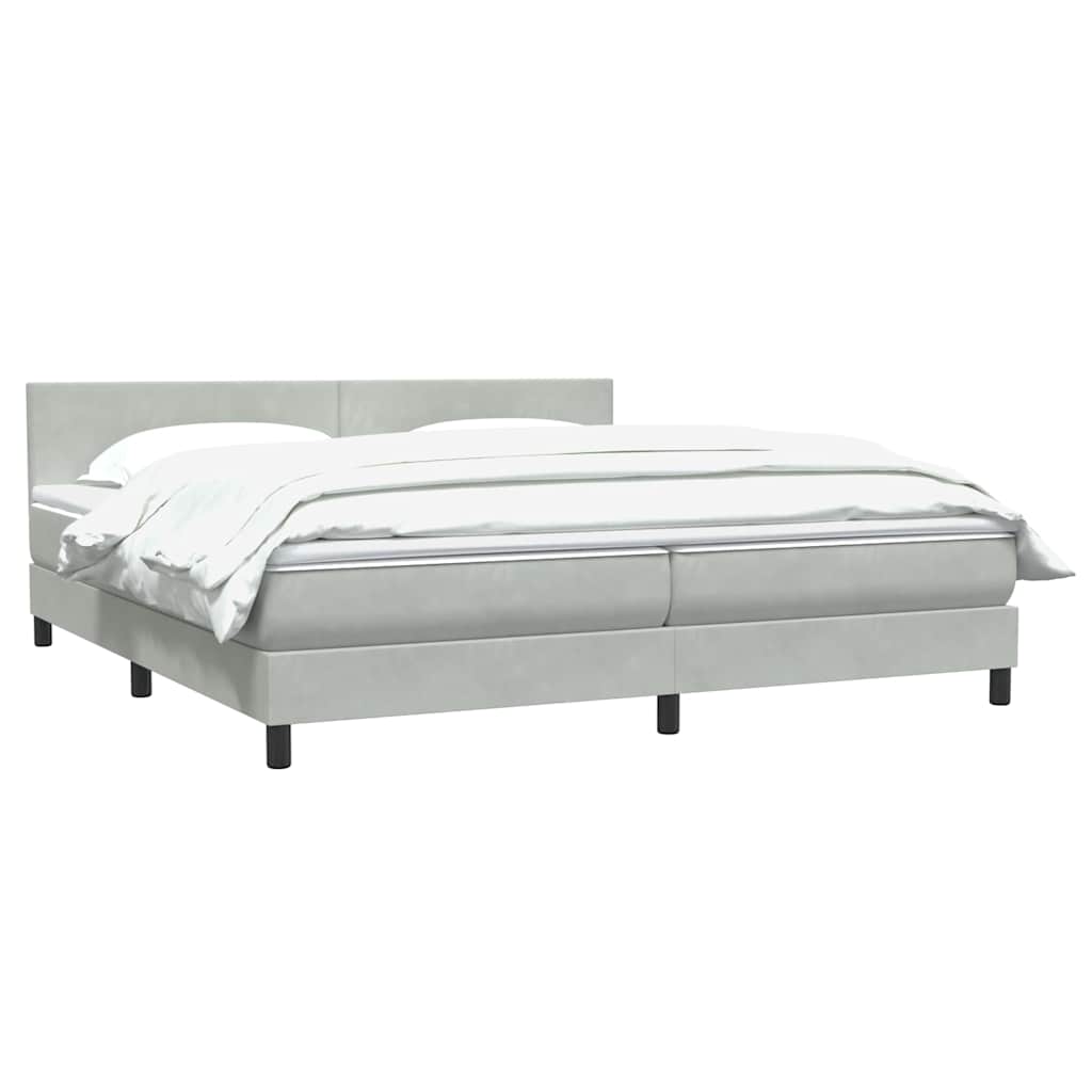 Box Spring κρεβάτι με στρώμα ανοιχτό γκρι 180x220 cm Βελούδινο - Pakobazaar