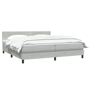 Box Spring κρεβάτι με στρώμα ανοιχτό γκρι 180x220 cm Βελούδινο - Pakobazaar