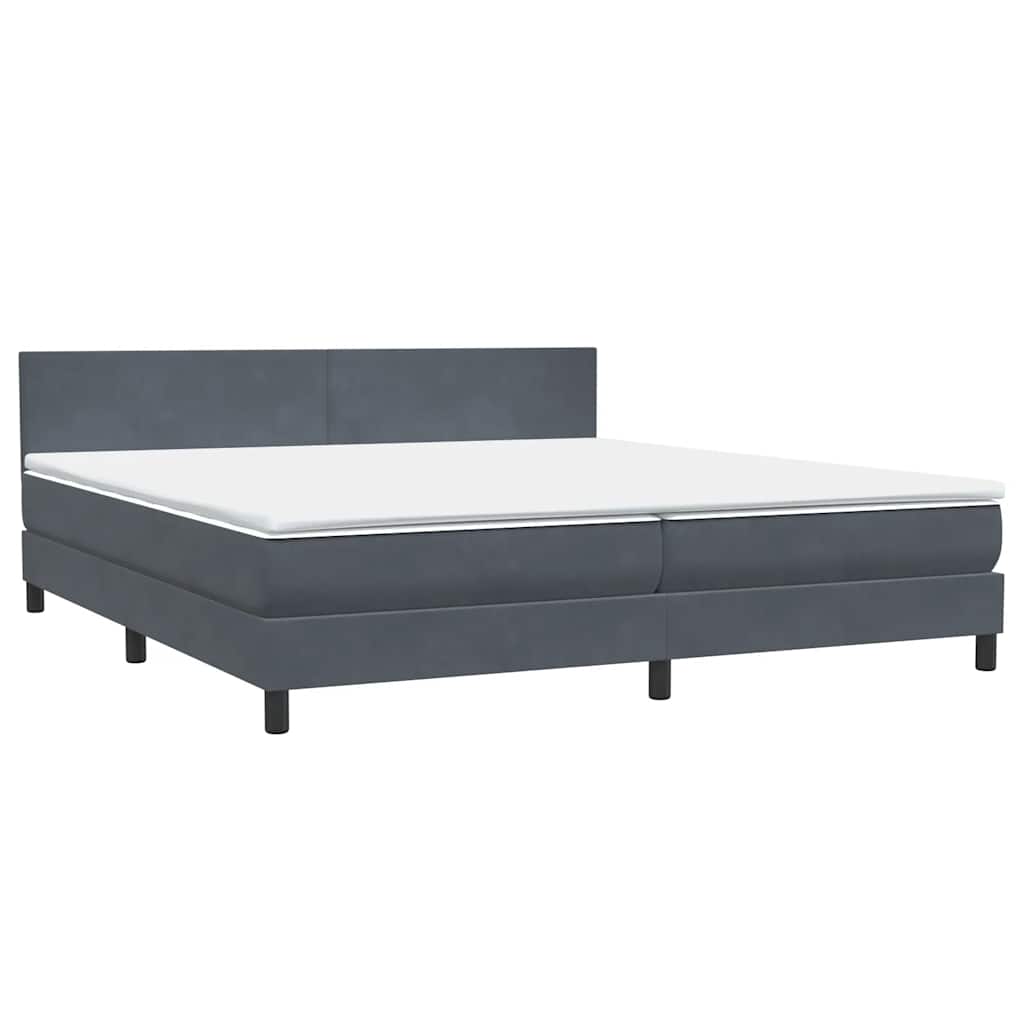 Box Spring Κρεβάτι με στρώμα Σκούρο γκρι 180x220 εκ. Βελούδινο - Pakobazaar